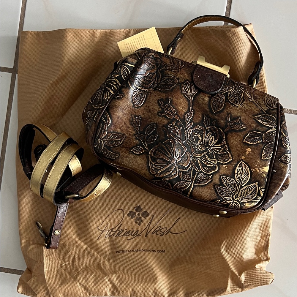 VGUC Patricia Nash Gracchi Embossed Leather Satchel (Macys Exclusive)